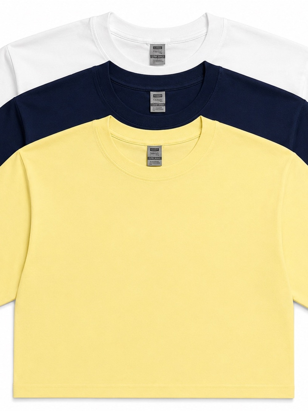 3-Pack Men's Crew Neck T-Shirts in Yellow, Navy & White